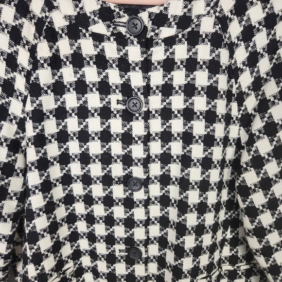 NWOT Rafaella Black & White Plaid Wool Blend Longline Blazer Jacket Size L #0525 - Picture 3 of 11